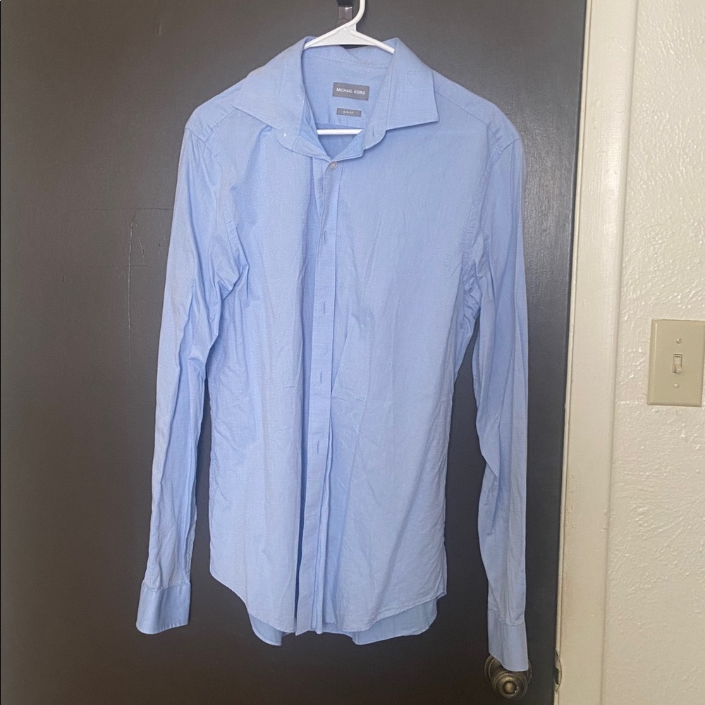 Michael Kors Light Blue Patterned Dress Shirt